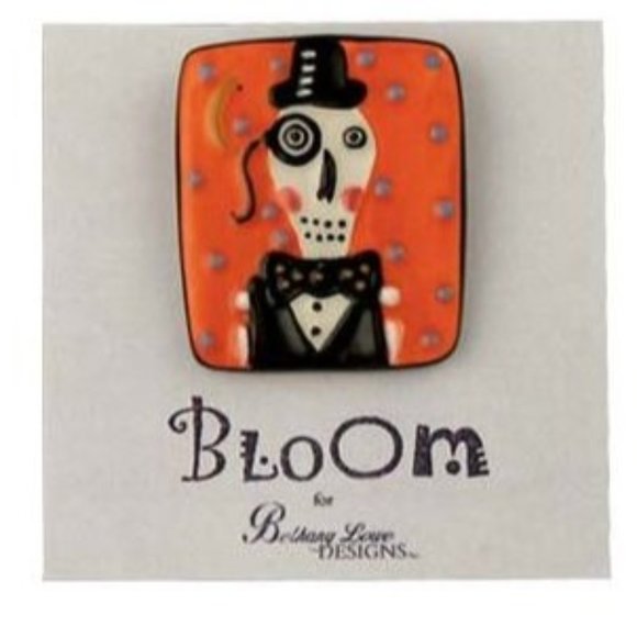Ceramic Dia De Los Muertos Skeleton Pin - Sharon Bloom - Bethany Lowe - Picture 1 of 4